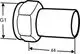 Anschlussfitting von IMI Hydronic Engineering mit glattem Ende. Abbildung zeigt Komponenten und Maße für die Installation.